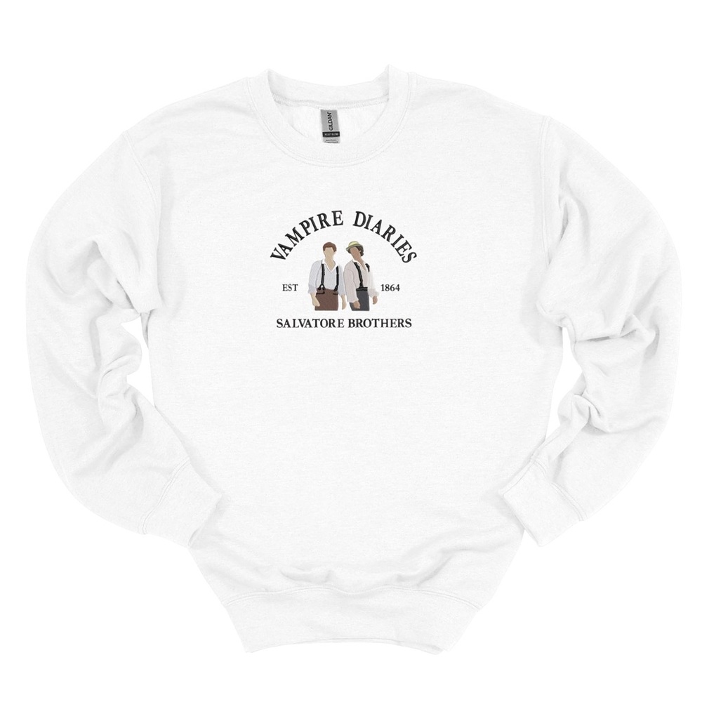 Embroidered White Vampire Diaries Sweatshirt